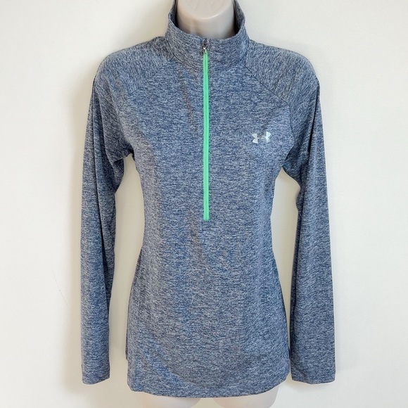 🆕 UA Heat Gear pullover 1/2 zip long sleeve blue top medium - Picture 1 of 9